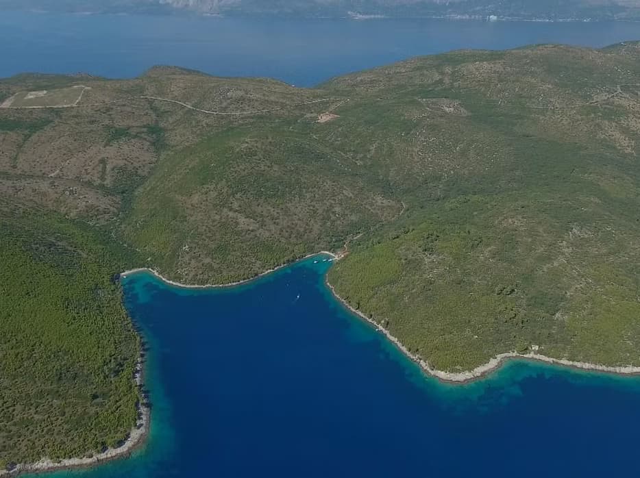 Santo Resort coastline on the Island of Hvar, a pristine cove and shoreline.